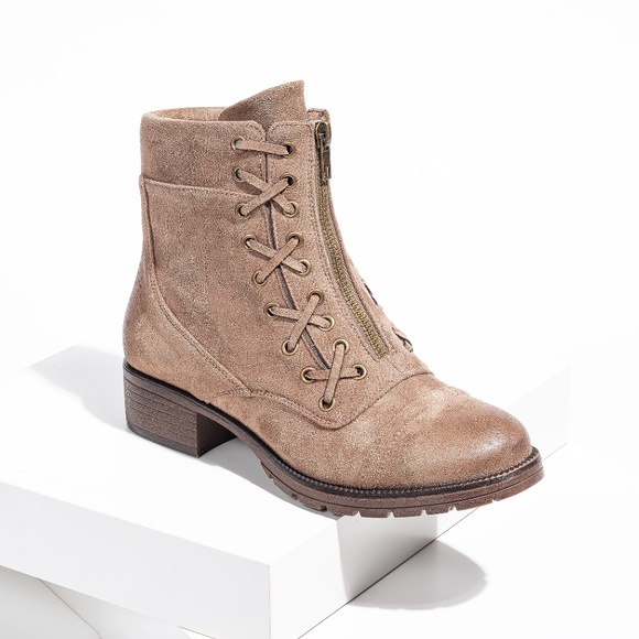 Pierre Dumas Shoes 55 Faux Suede Taupe Combat Boots Poshmark